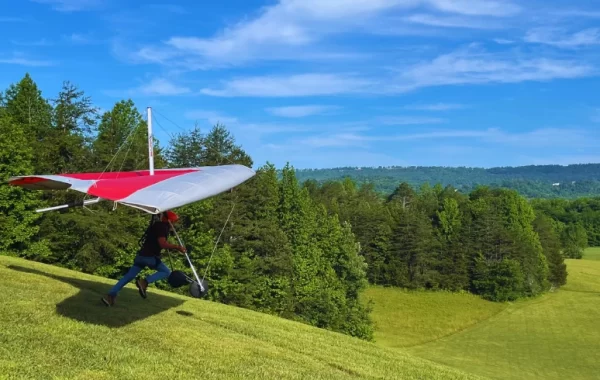 Hang gliding on training hills